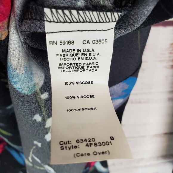 Retro Black Floral Bell Sleeve Top Fairy Whimsigoth Blouse Oversized Sm V-Neck - Picture 6 of 10